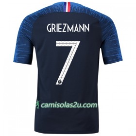 Camisolas de Futebol França Griezmann 7 Equipamento Principal Copa do Mundo 2018 Manga Curta
